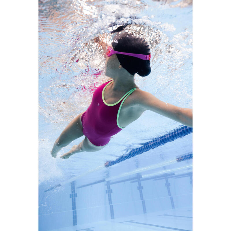 Maillot de bain 1 pièce natation Fille - 500 Olga rose