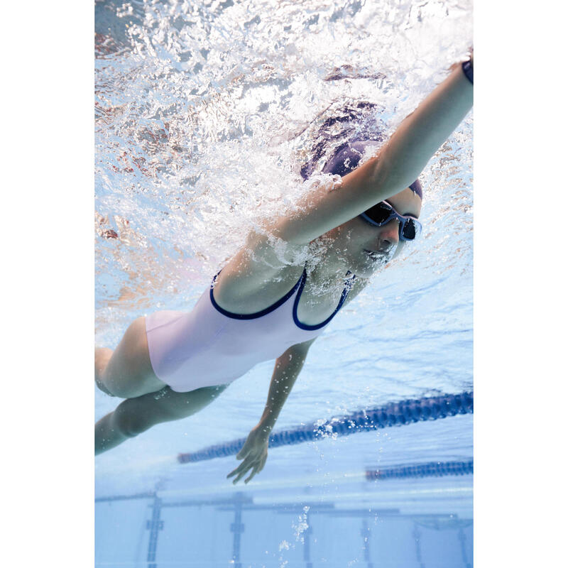Maillot de bain 1 pièce natation Fille - 500 Olga mauve