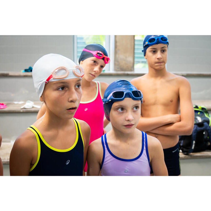 Lunettes De Natation XBASE - Verres Clairs - Taille Junior - Rose Orange