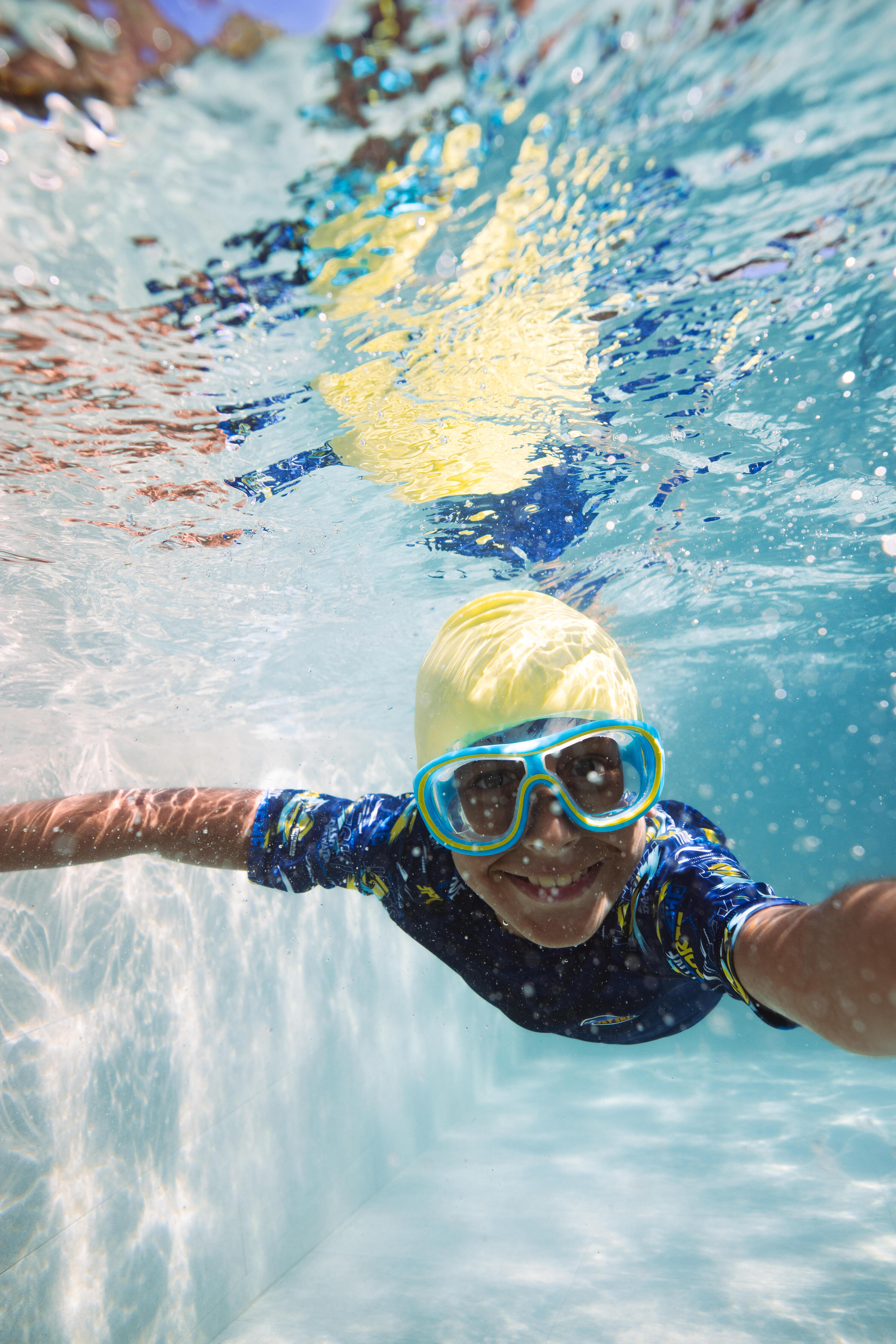 Silicone swimming cap yellow 5/5