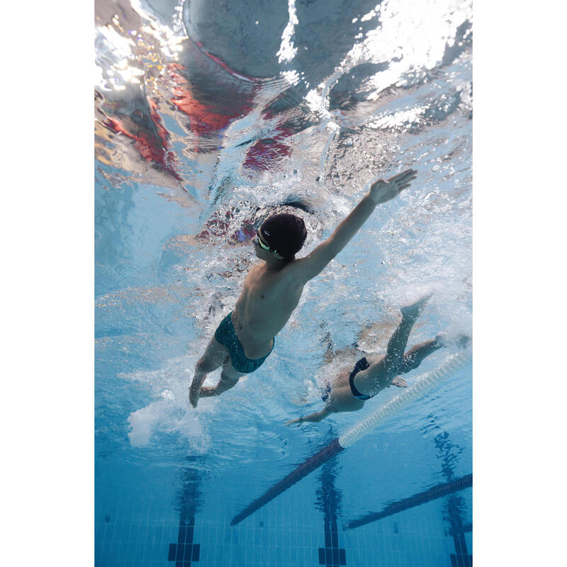 Maillot boxer de bain natation Garçon - 500 Fitib fatu vert