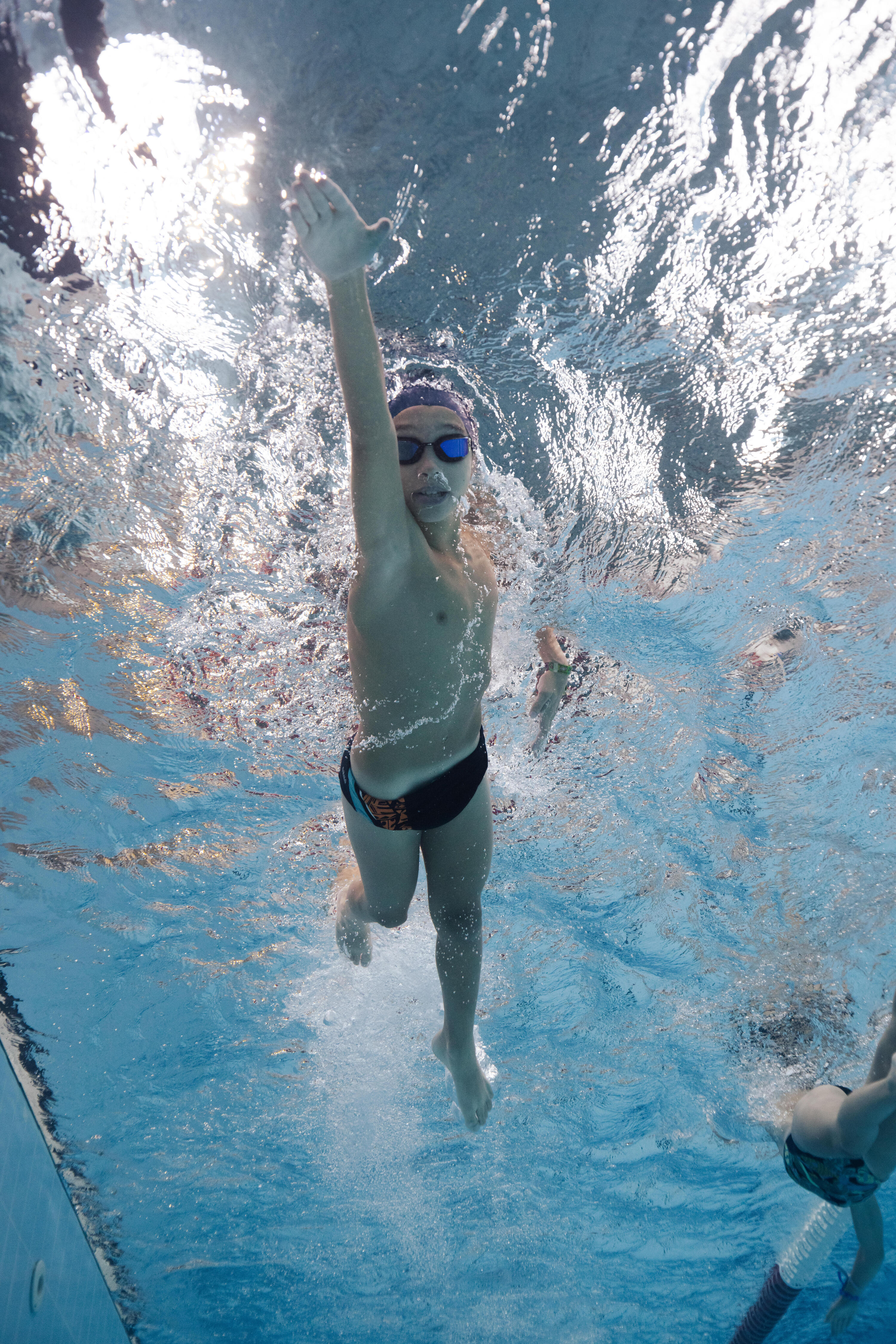 Slip de bain natation Garçon - 900 Yoke bleu orange 5/5