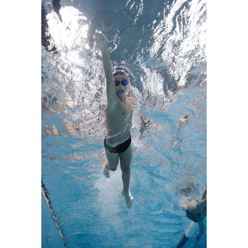 Slip de bain natation Garçon - 900 Yoke bleu orange