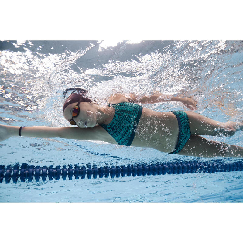 Bas de maillot de bain natation Fille - 500 Kamyleon fatu bleu turquoise
