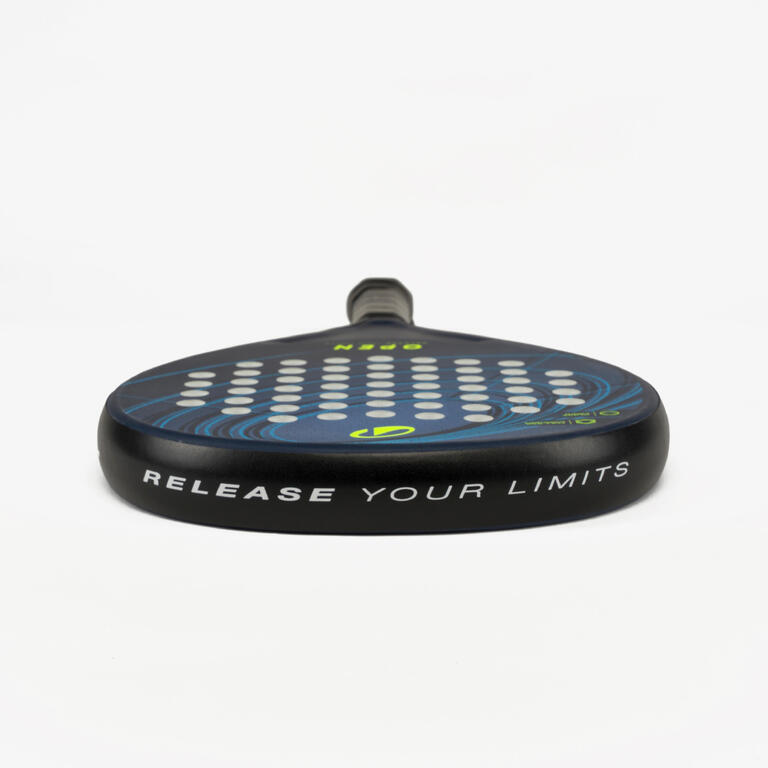 Adult padel racket PR Open in blue side angle