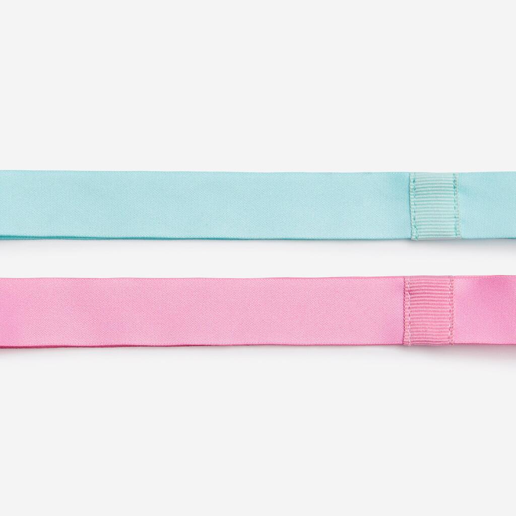 Lot de 2 bandeaux fins multisport fille, rose et vert
