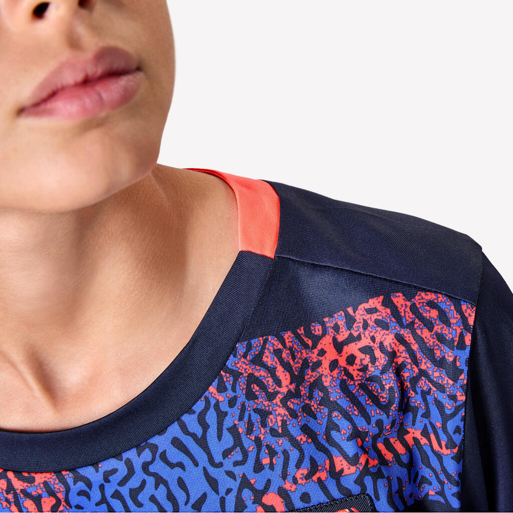 Παιδική κοντομάνικη φανέλα ποδοσφαίρου Viralto Roarrr Rhino Stripey - Μπλε/Μωβ