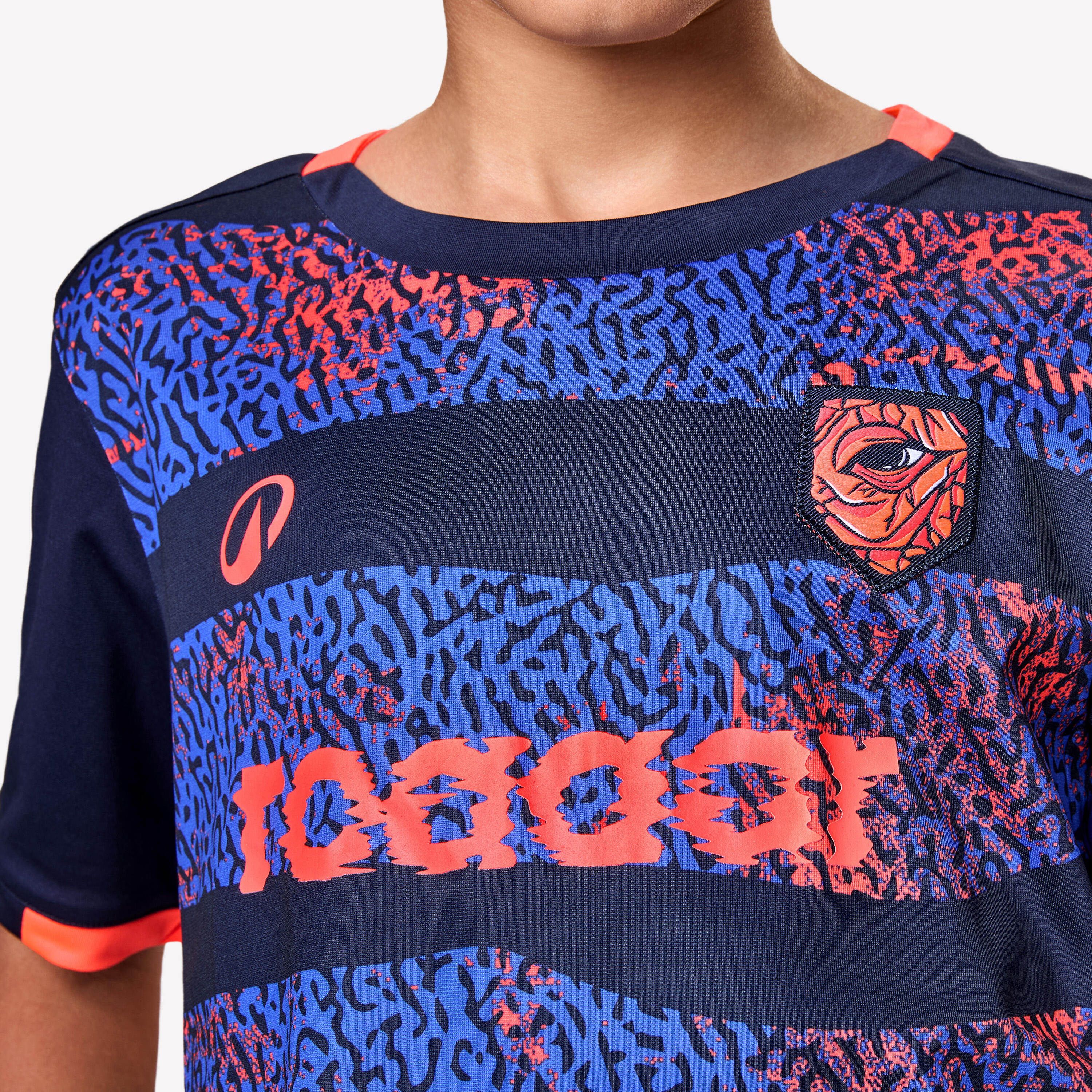 Kids Football Short Sleeve Tshirt Roarrr - Navy Blue
