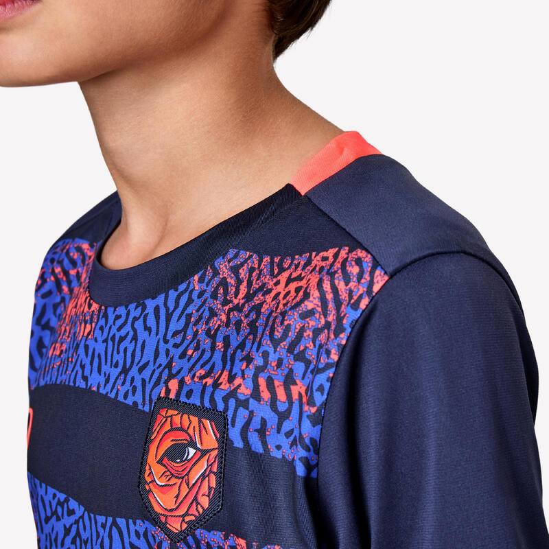 MAILLOT DE FOOTBALL ENFANT VIRALTO KIDS  MC ROARRR RHINO RAYES BLEU / VIOLET