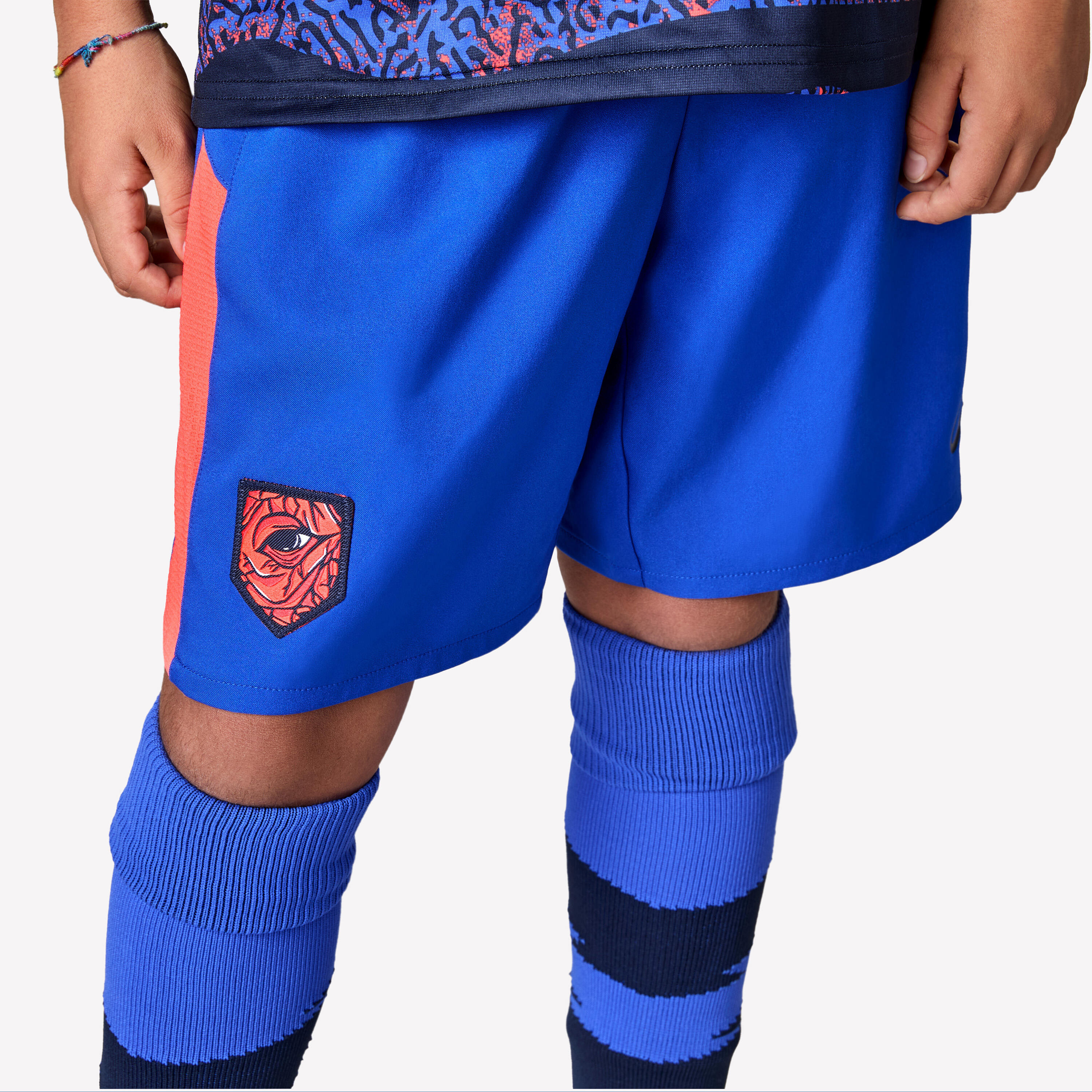 Voetbalbroekje kind Viralto blauw/rood 6/6