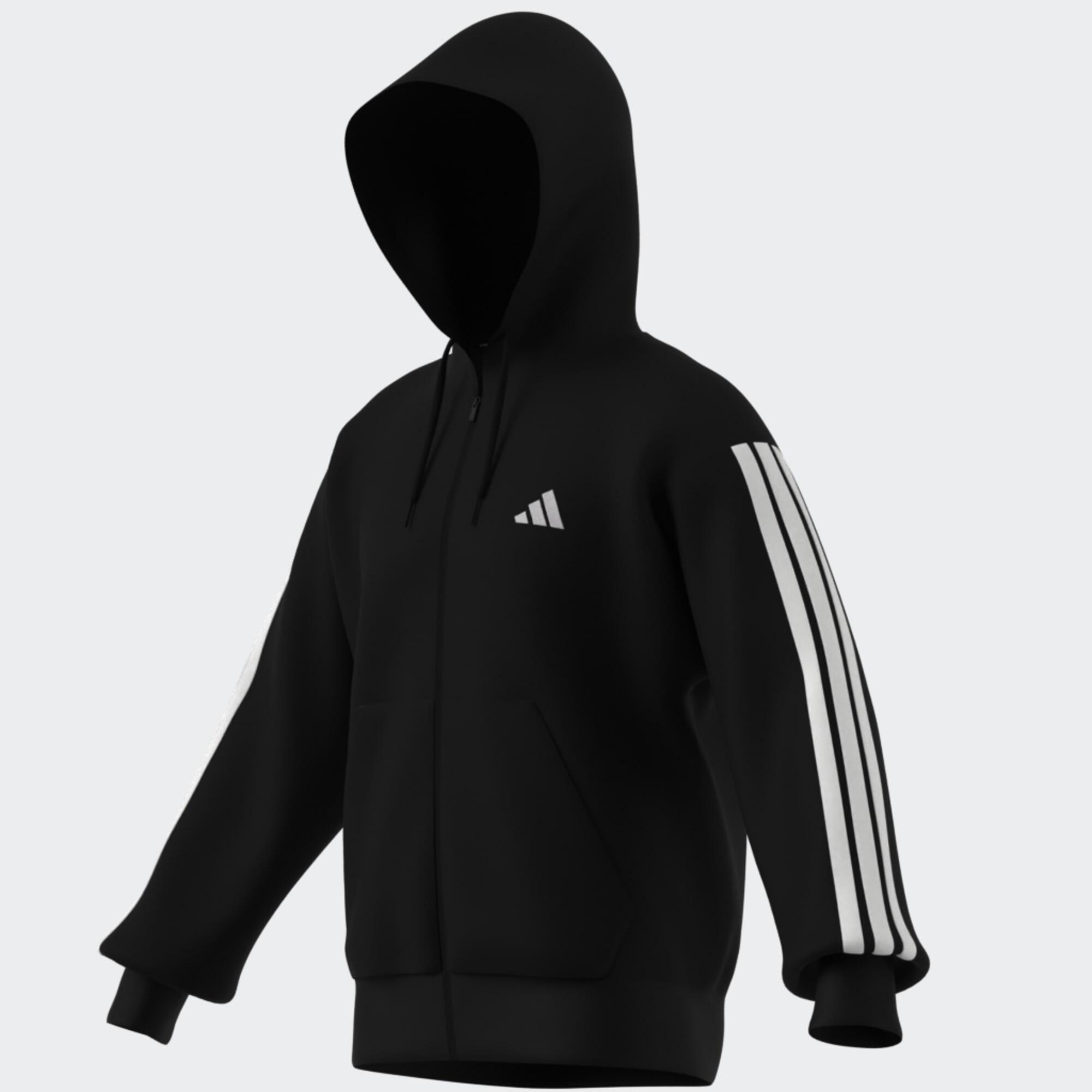 Felpa ADIDAS uomo palestra con cappuccio e zip leggera nera 6/8