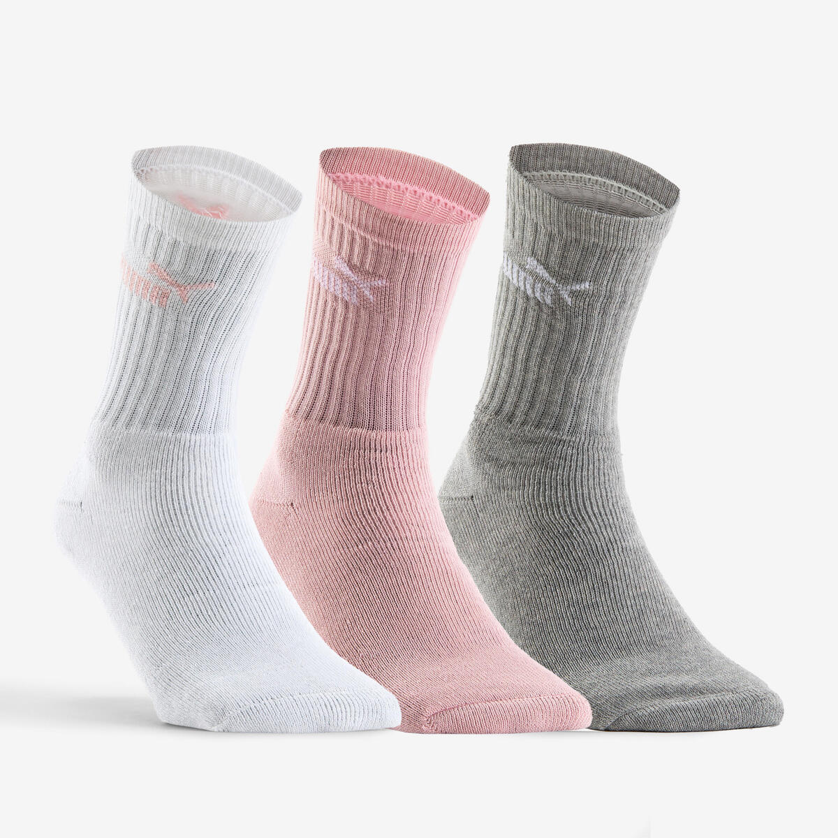Chaussettes de sport Puma hautes x3 blanc rose gris