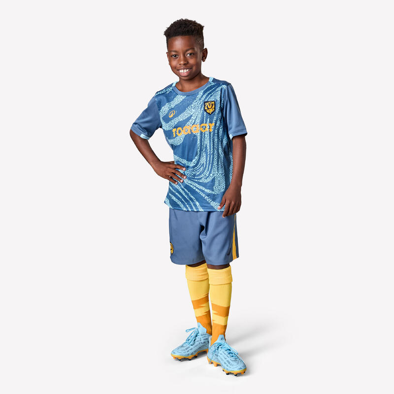 MAILLOT DE FOOTBALL ENFANT VIRALTO KIDS  MC ROARRR CHEETAH BLEU / GRIS / JAUNE