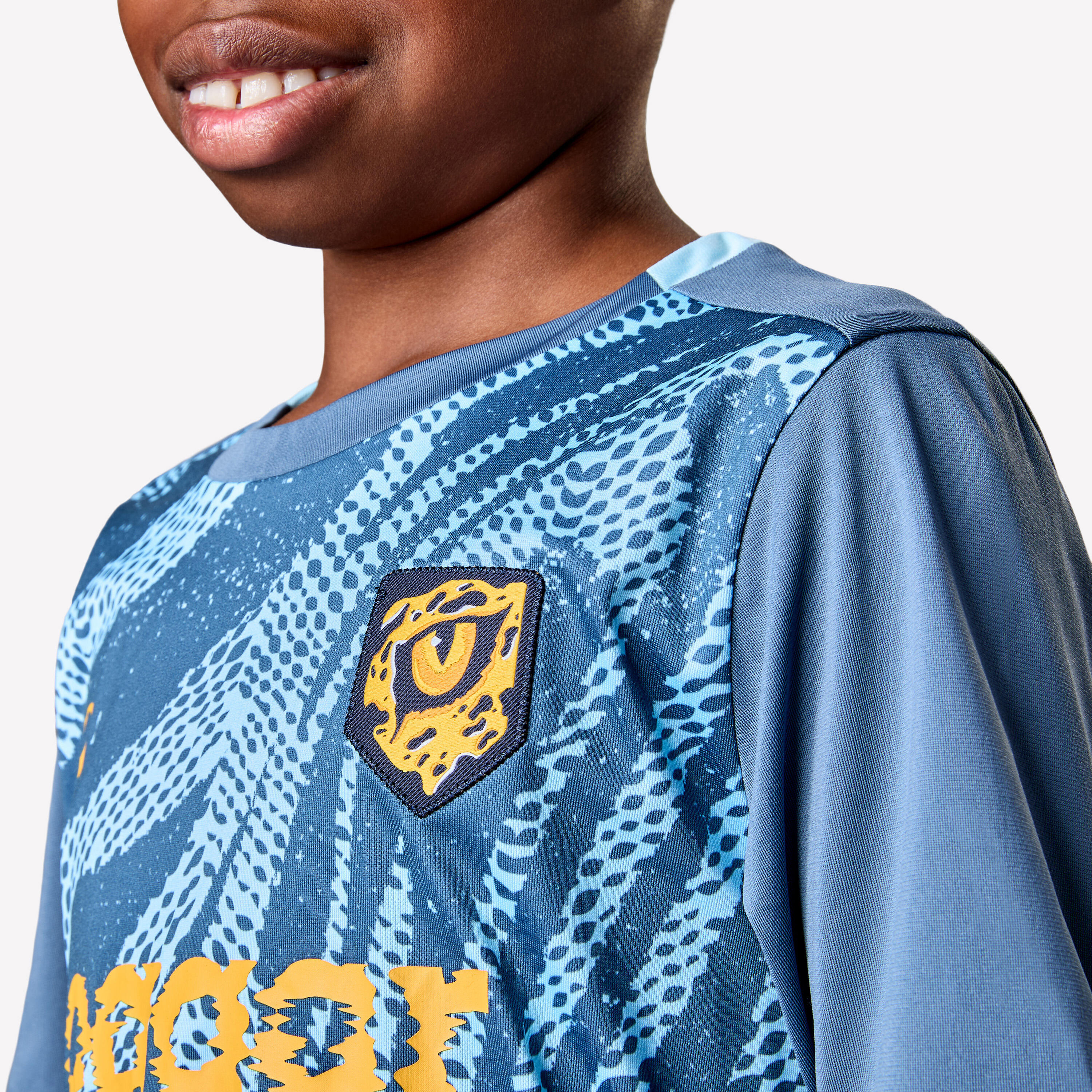 Kids' Short-Sleeved Soccer Jersey – Viralto Roarrr Cheetah - KIPSTA