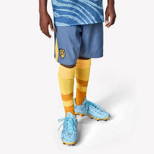 PANTALÓN CORTO DE FÚTBOL VIRALTO NIÑOS GRIS BANDA NARANJA