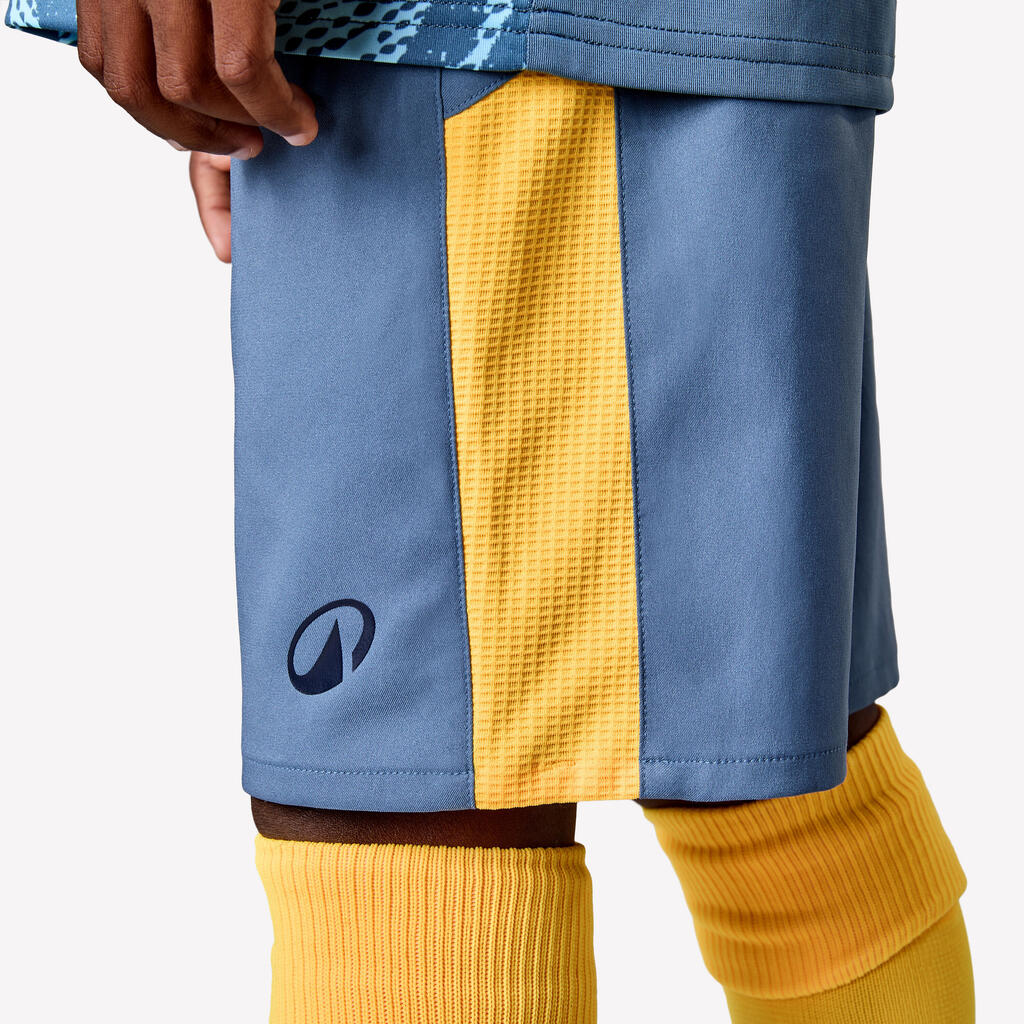 Short de football enfant viralto kids bleu bande violette