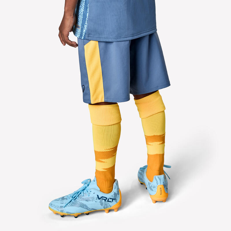 SHORT DE FOOTBALL ENFANT VIRALTO KIDS GRIS BANDE ORANGE