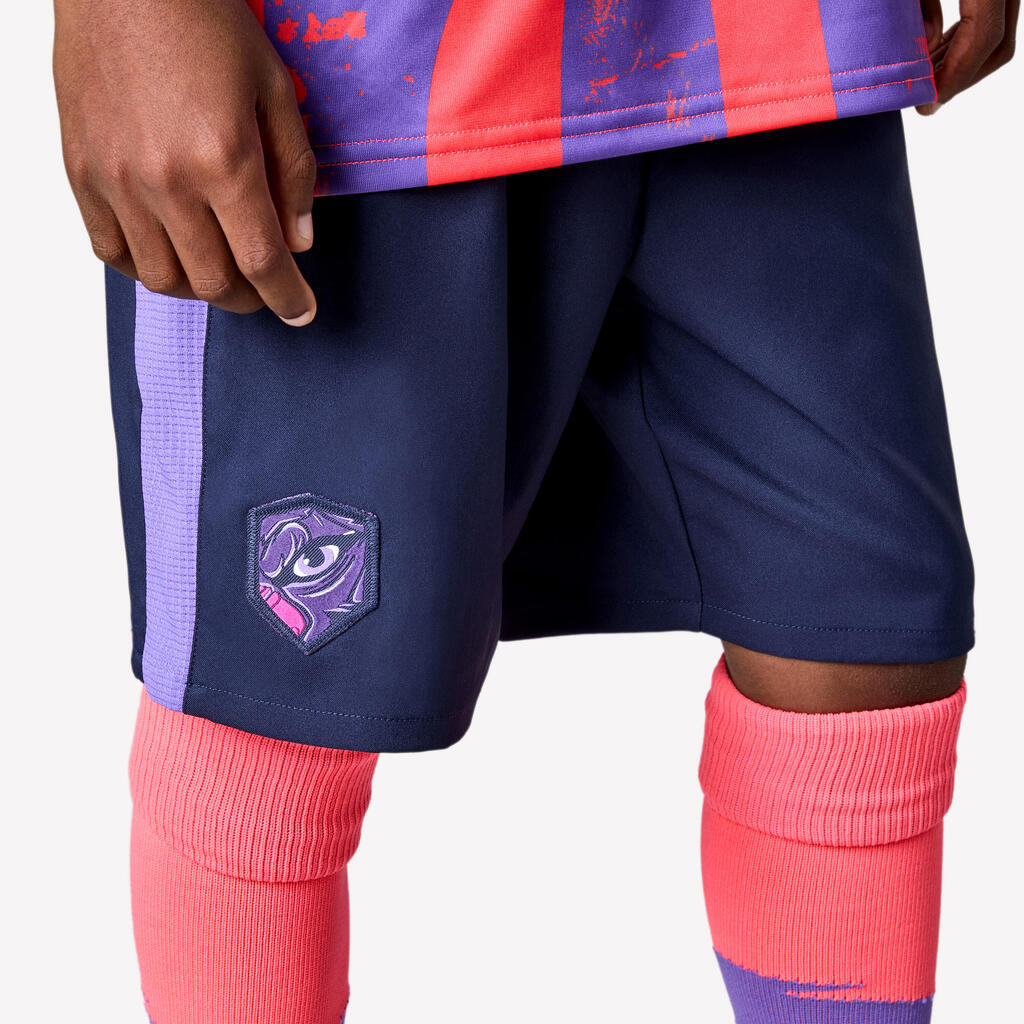 Short de football enfant viralto kids bleu bande violette