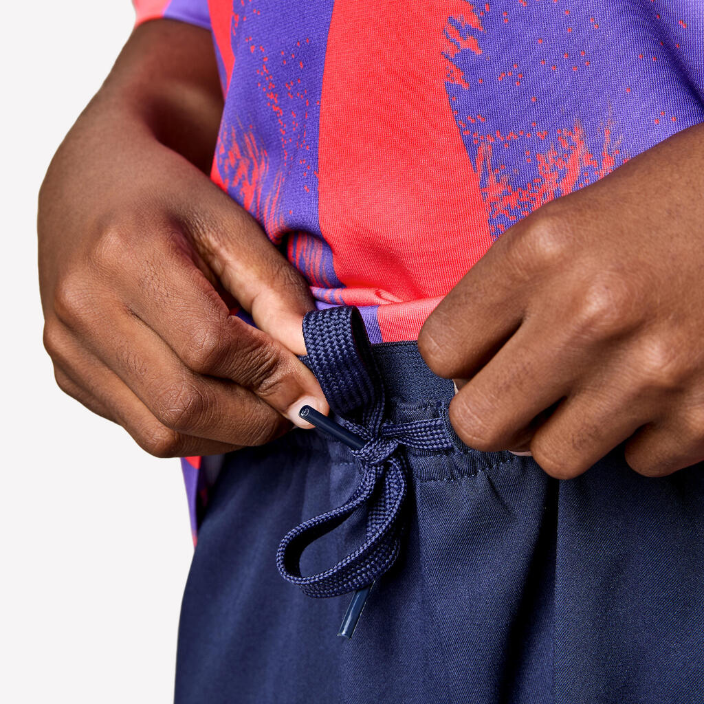 Short de football enfant viralto kids bleu bande violette
