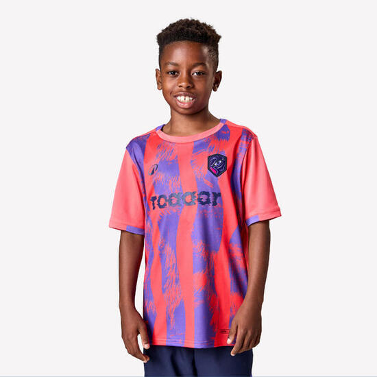 MAILLOT DE FOOTBALL ENFANT VIRALTO KIDS MC ROARRR MANDRILL RAYES ROUGE / VIOLET