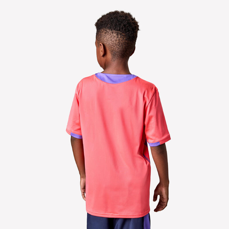 Voetbalshirt voor kinderen Viralto Kids McRoarrr Mandrill rood paarse strepen