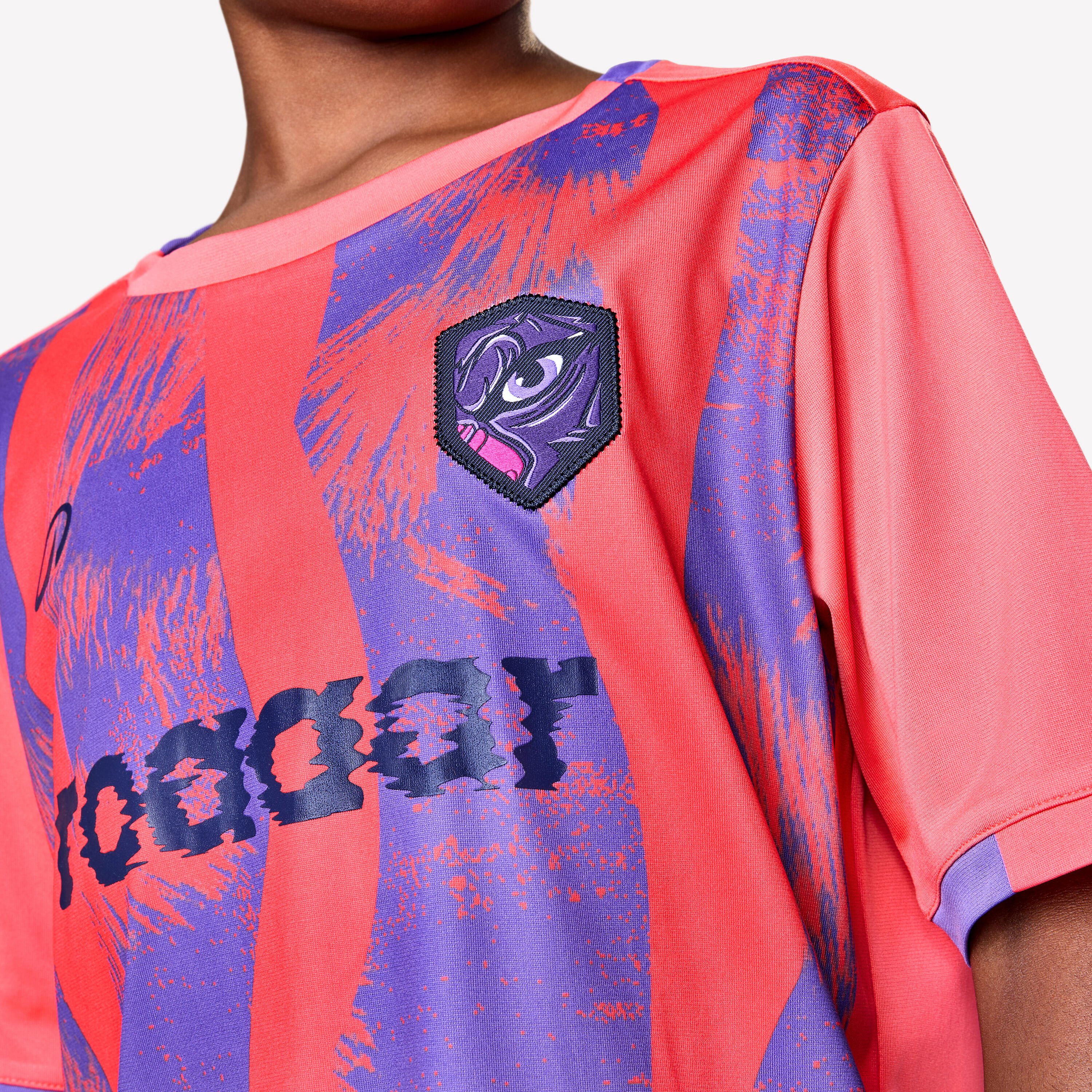 Kinder Fußball Trikot kurzarm - VIRALTO Kids Roarrr Mandrill rot/violett 3/6