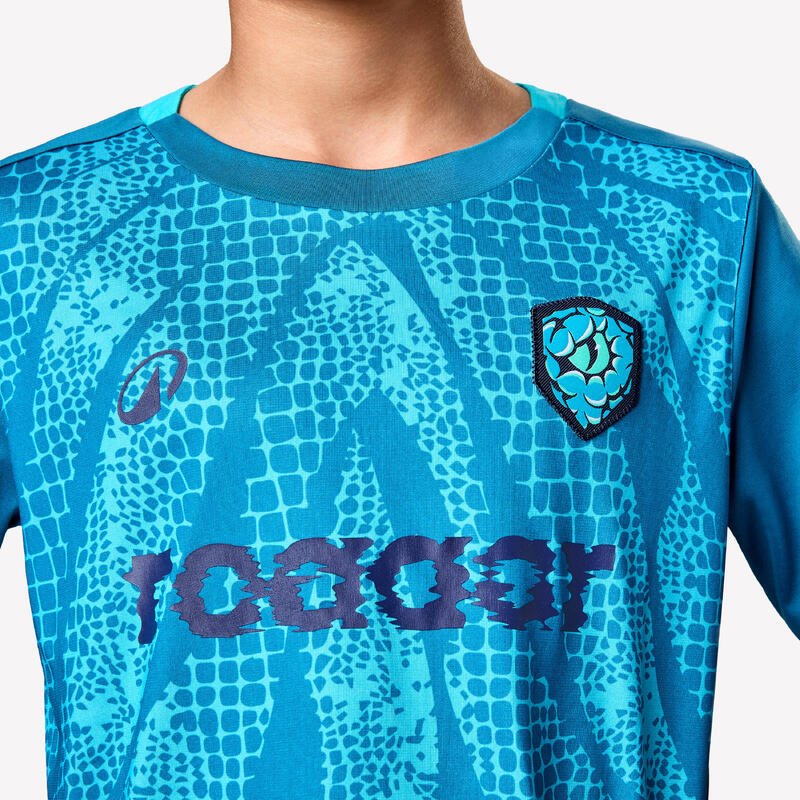 MAILLOT DE FOOTBALL ENFANT VIRALTO KIDS  MC ROARRR SNAKE RAYES VERT / TURQUOISE