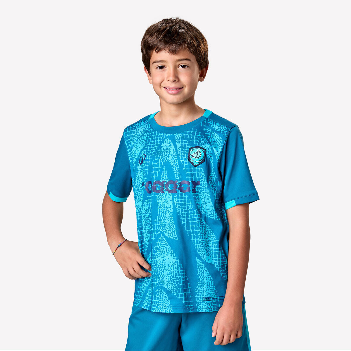 MAILLOT DE FOOTBALL ENFANT VIRALTO KIDS  MC ROARRR SNAKE RAYES VERT / TURQUOISE