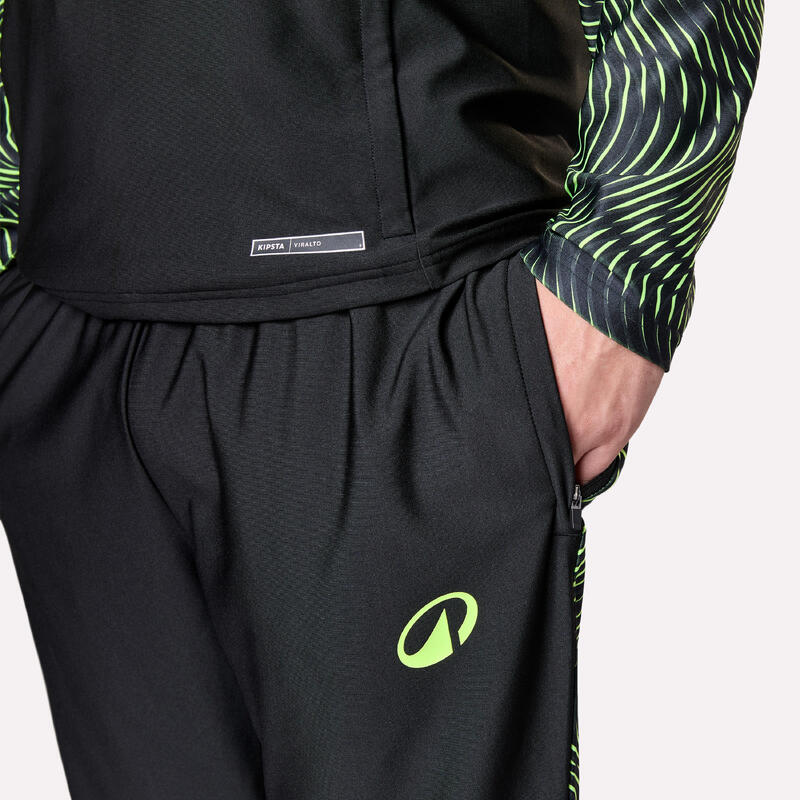PANTALON D'ENTRAINEMENT DE FOOTBALL ADULTE VIRALTO WAVE NOIR ET JAUNE FLUO
