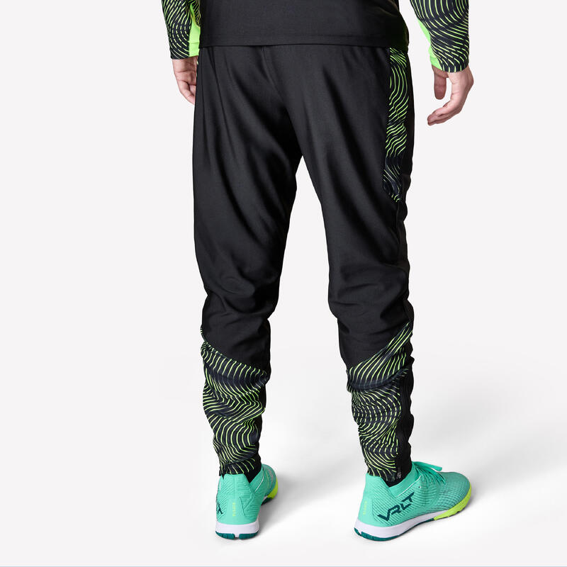 PANTALON D'ENTRAINEMENT DE FOOTBALL ADULTE VIRALTO WAVE NOIR ET JAUNE FLUO