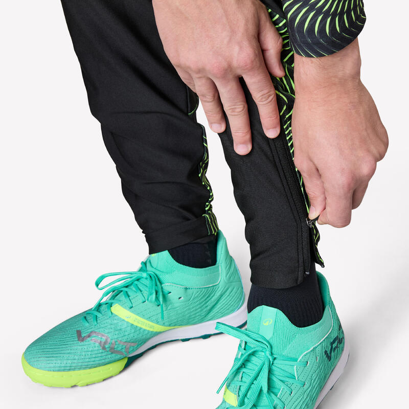 PANTALON D'ENTRAINEMENT DE FOOTBALL ADULTE VIRALTO WAVE NOIR ET JAUNE FLUO