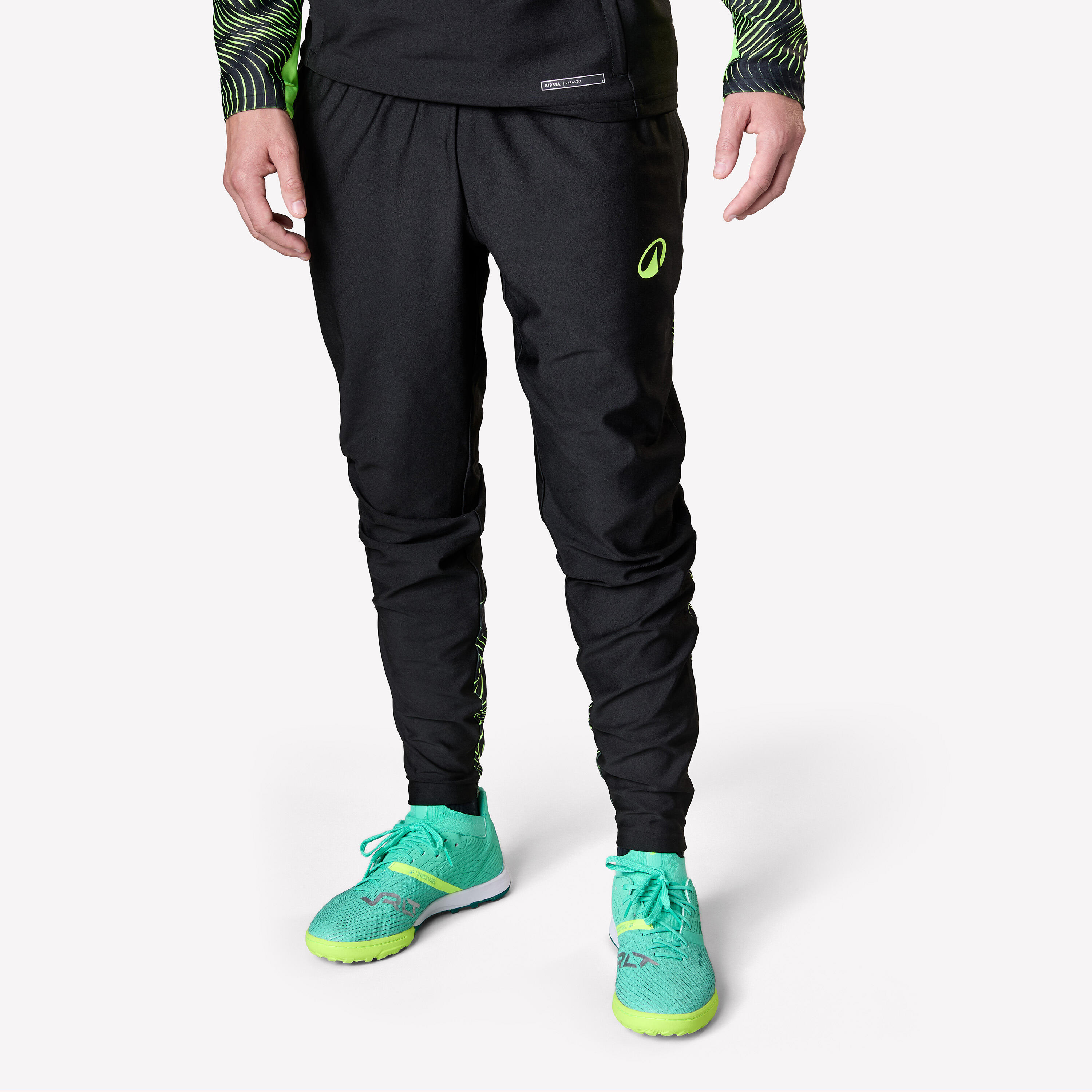PANTALON D'ENTRAINEMENT DE FOOTBALL ADULTE VIRALTO WAVE ET JAUNE FLUO KIPSTA