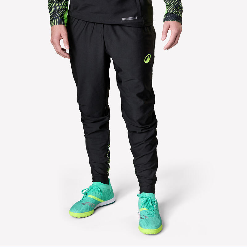 PANTALON D'ENTRAINEMENT DE FOOTBALL ADULTE VIRALTO WAVE NOIR ET JAUNE FLUO