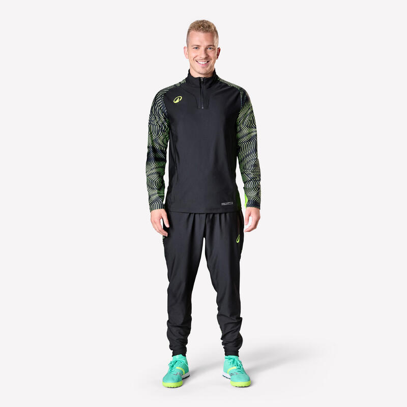 Voetbal trainingsbroek volwassenen Viralto Wave zwart fluogeel