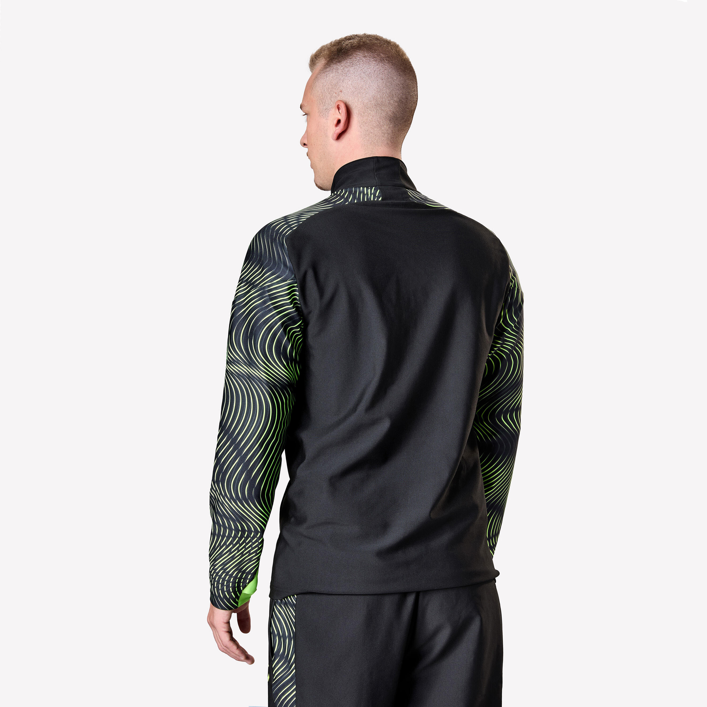 SWEAT DE FOOTBALL ADULTE 1/2 ZIP VIRALTO WAVE NOIR, JAUNE FLUO 4/11