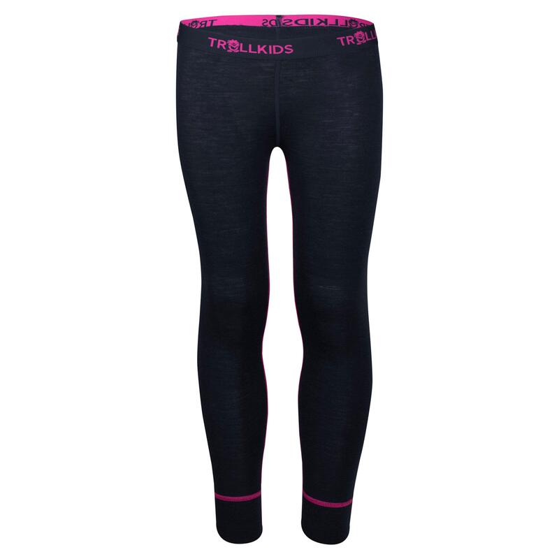 Manches longues et collant mérinos randonnée fille - set baselayer bleu/rose
