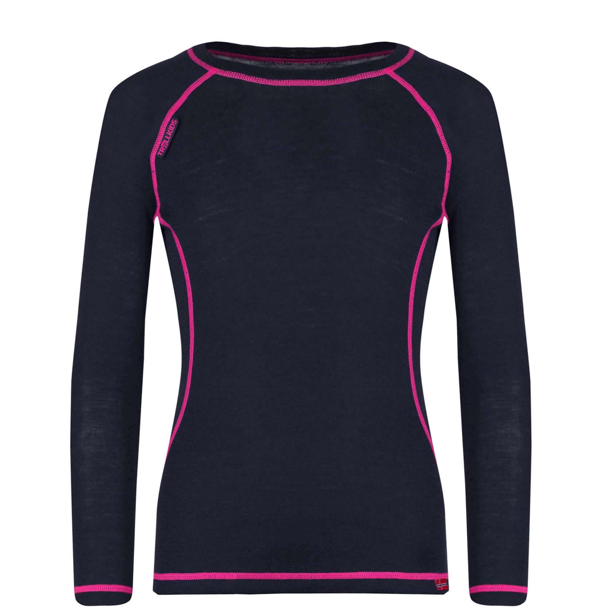 Unterwäscheset Merinowolle Langarmshirt und Leggings Kinder blau/rosa 2/3