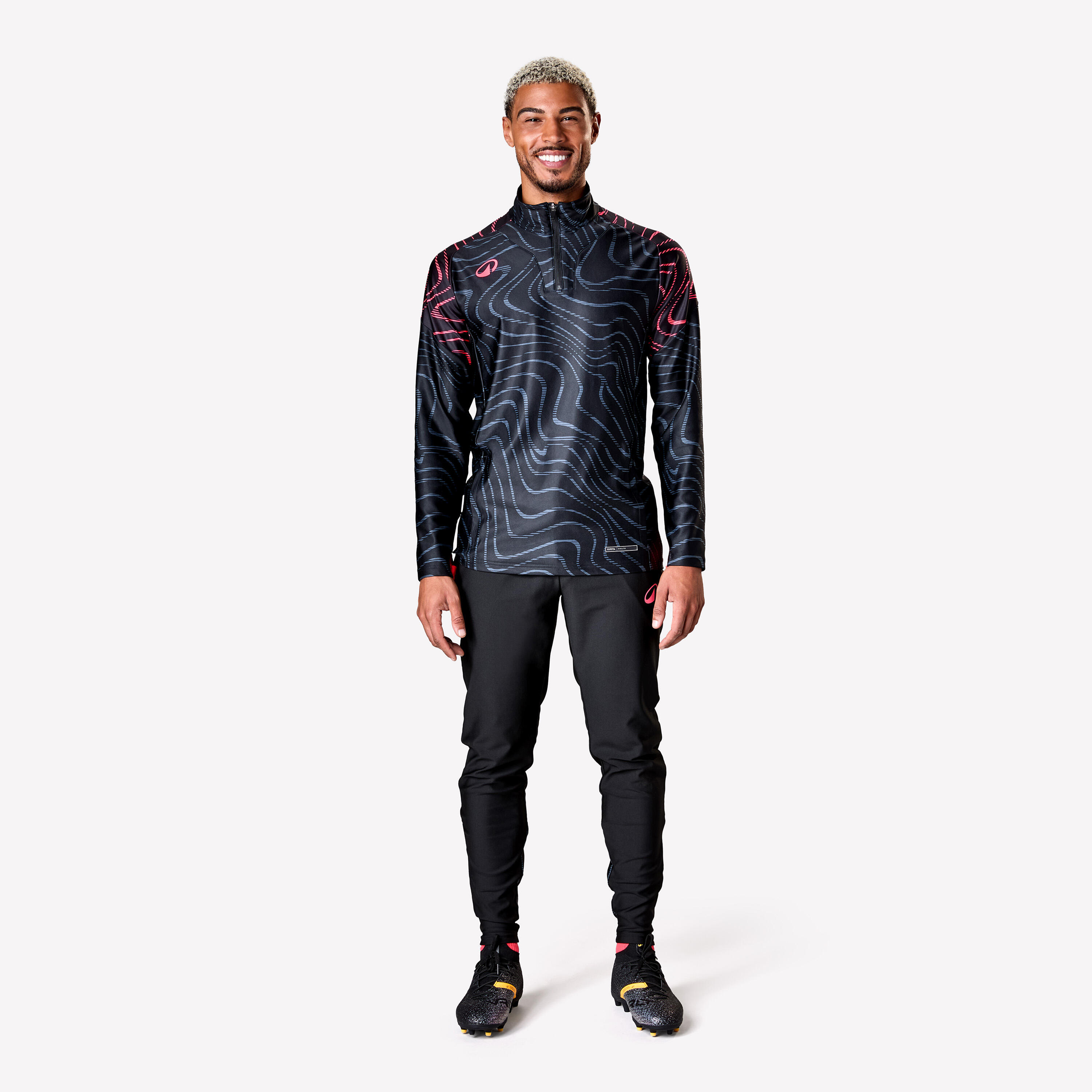 Sweatshirt de Futebol Adulto Viralto Wave Preto/Rosa Fluorescente/Cinzento 2/9