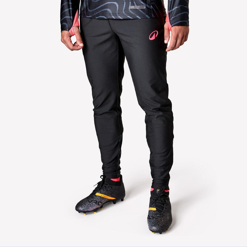 Voetbal trainingsbroek volwassenen Viralto Topo zwart grijs fluoroze