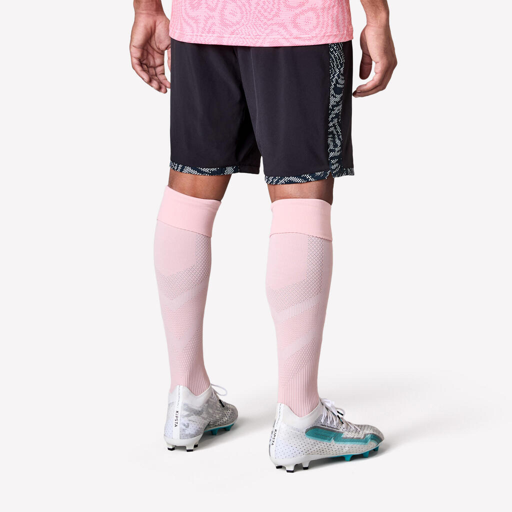 SHORT DE FOOTBALL ADULTE VIRALTO II SNAKE NOIR, GRIS ET ROSE