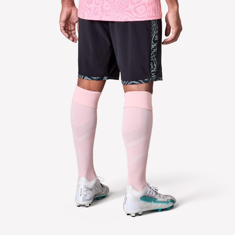 SHORT DE FOOTBALL ADULTE VIRALTO II SNAKE NOIR, GRIS ET ROSE