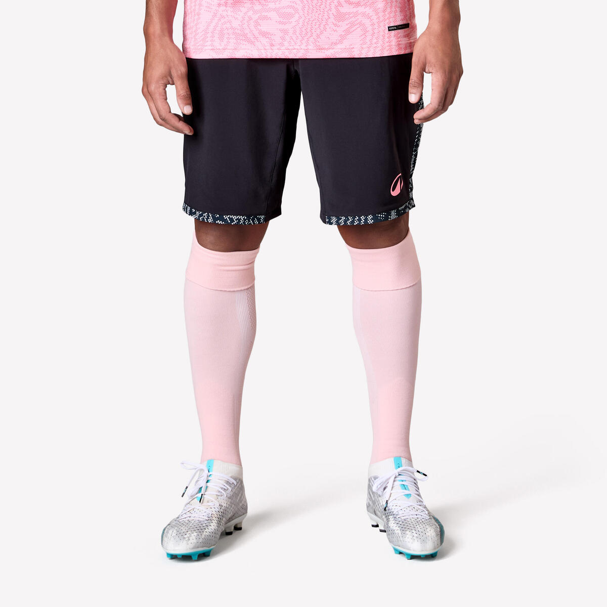 SHORT DE FOOTBALL ADULTE VIRALTO II SNAKE NOIR, GRIS ET ROSE