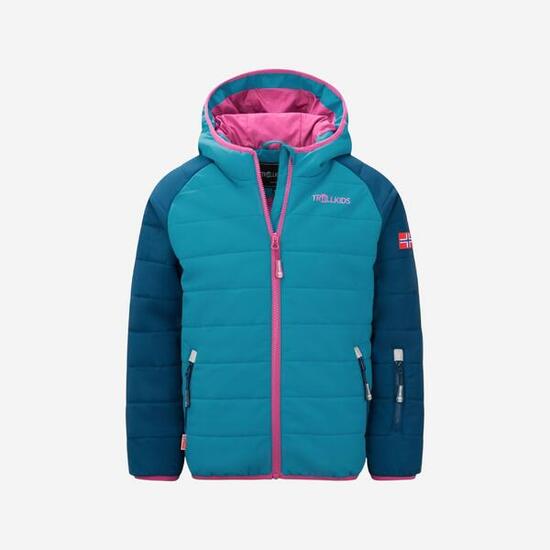 Giacca sci bambino Trollkids HAFJELL PRO blu e rosa