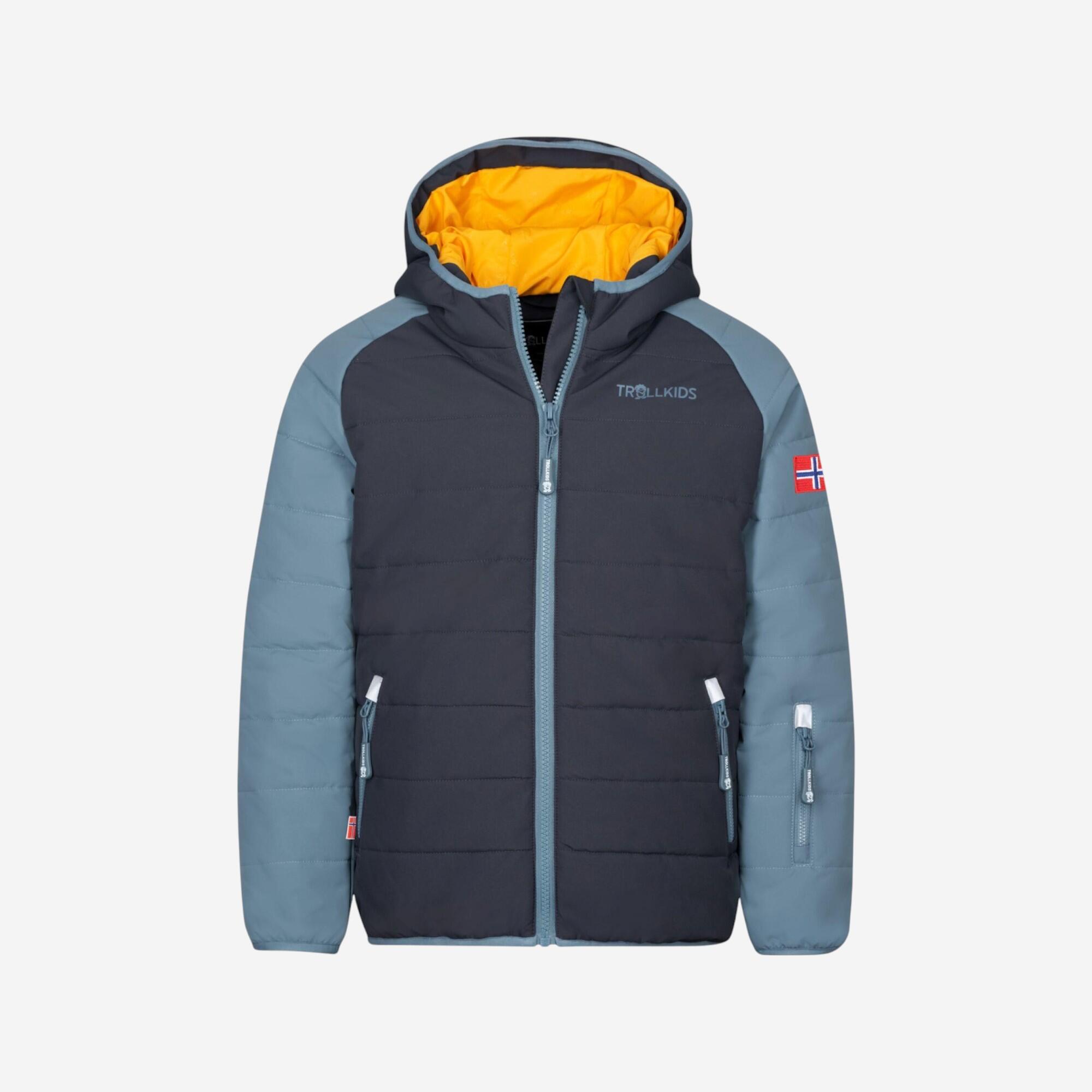 Casaco de ski criança, trollkids hafjell pro azul e amarelo