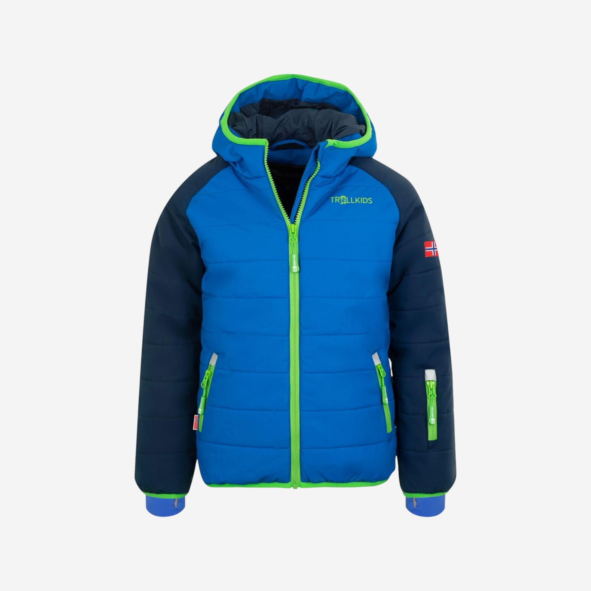 Casaco de ski criança, trollkids hafjell pro azul e verde