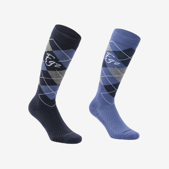 Chaussettes d'équitation 500 adulte losanges
bleu / bleu comète