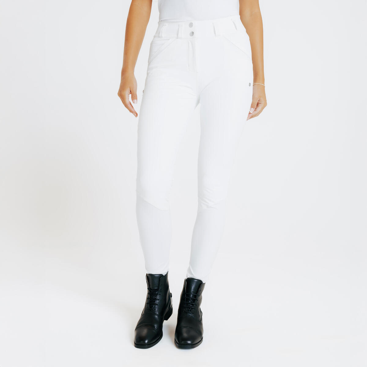 Pantalon équitation compétition full grip  femme - 900 blanc