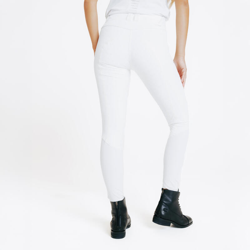 Pantalon Echitație Competiție full grip 900 Alb Damă