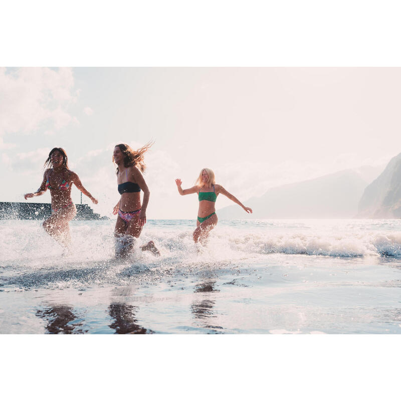 Bas de maillot de bain tanga texturé surf Femme - Lulu vert émeraude