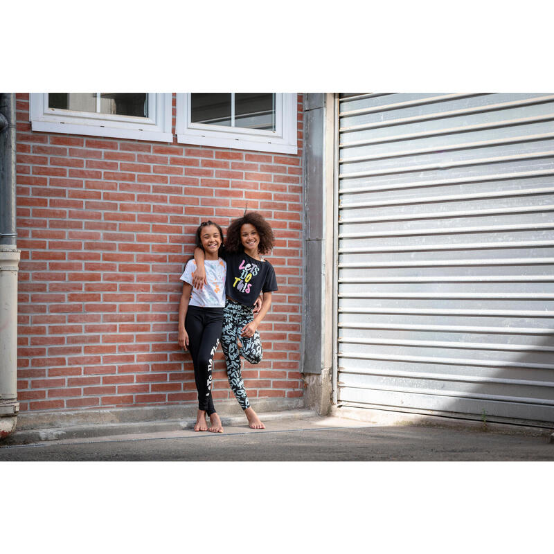 Tricou scurt pentru dans modern jazz, fete, negru-roz